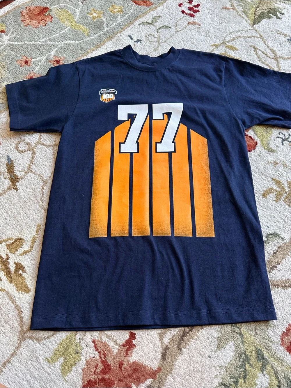 NIKE ILLINOIS FIGHTING ILLINI NAVY BLUE THROWBACK FOOTBALL JERSEY T SHIRT MED